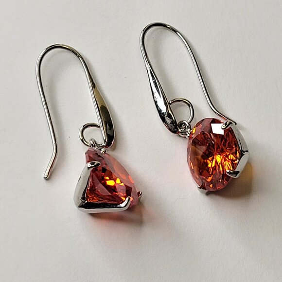 Orange Crystal Dangle Earrings - Picture 3 of 7